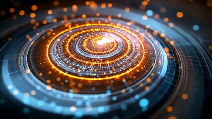 Abstract digital glowing orb, futuristic tech background, data visualization