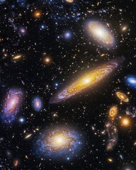 Wall Mural - A cosmic tapestry of distant galaxies in deep space.