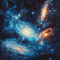 Wall Mural - Colorful celestial bodies and nebulas in deep space.