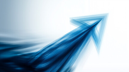 Poster - Blue abstract arrow pointing up representing growth and success