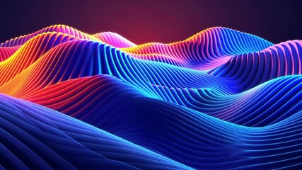 Poster - dynamic abstract waves colorful energy in smooth curves of blue, purple, and orange creating vibrant