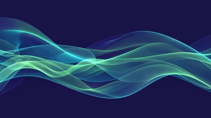 Poster - vibrant abstract wave design with flowing lines in blue and green, creating movement and energy, whi