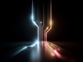 Poster - Abstract luminous circuit board design representing technology and innovation