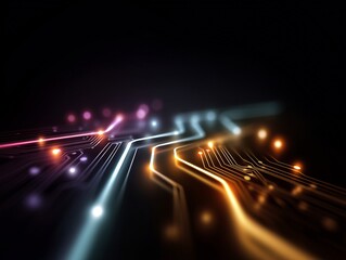 Poster - Abstract technological motherboard with glowing circuits and connections effect