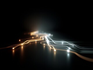 Poster - illuminated pathways: ethereal streams of light traversing a dark plane