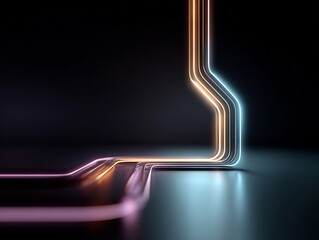 Poster - Sleek illuminated pathways with vibrant neon lights creating an abstract futuristic scene