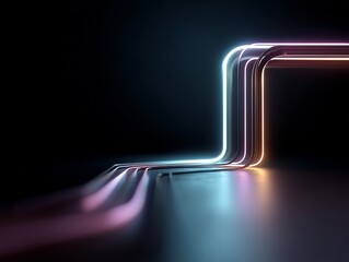 Poster - Illuminated Geometric Forms: A Study in Neon Gradients and Reflective Surfaces