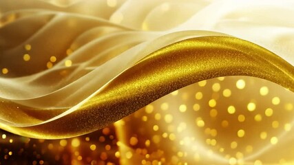 Poster - elegant golden waves of shimmering fabric create luxurious atmosphere, enhanced by soft bokeh lights