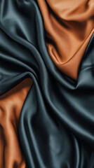 Poster - A black and brown fabric with a pattern of swirls. The fabric is made of silk and has a shiny appearance