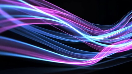 Poster - dynamic flow of smooth light waves in pink and blue an abstract background of energy and movement