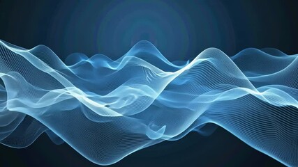 Poster - abstract wave pattern digital blue fluid movement evoking sound, tranquility, and calm in modern aes