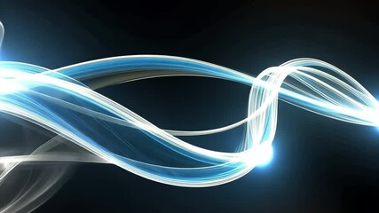 Poster - abstract light waves in motion create mesmerizing visual effect with flowing blue and white lines, s