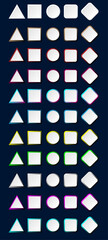 Poster - 3d button set with 55 abstract gradient shape | Multi color geometric symbol circle, square, triangle, diamond for business, web, corporate, presentation | Creative icon set with shadow effect
