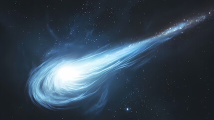 Wall Mural - A breathtaking space phenomenon, billowing cosmic mist merging with celestial light, subtle interplays of blue. celestial mist. illustration. Starlight Surge. Illustration