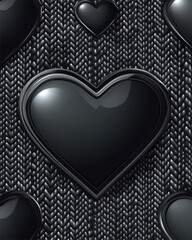 Poster - A black knit sweater with a heart on it. The heart is surrounded by a black knit pattern