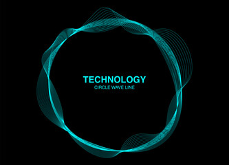Poster - technology circle frame with wave lines pattern. abstract circles lines wavy in round frame colorful