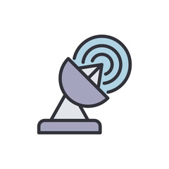 Poster - Antenna broadcast colored icons, minimalist vector illustration ,simple transparent graphic element .Isolated on white background