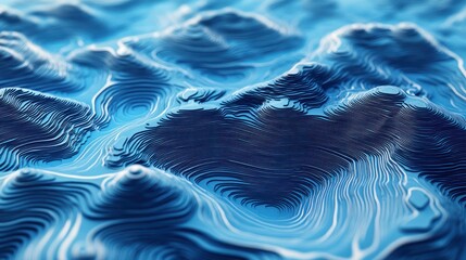 Poster - Abstract topographic rendition showcasing blue layered contours and gradients