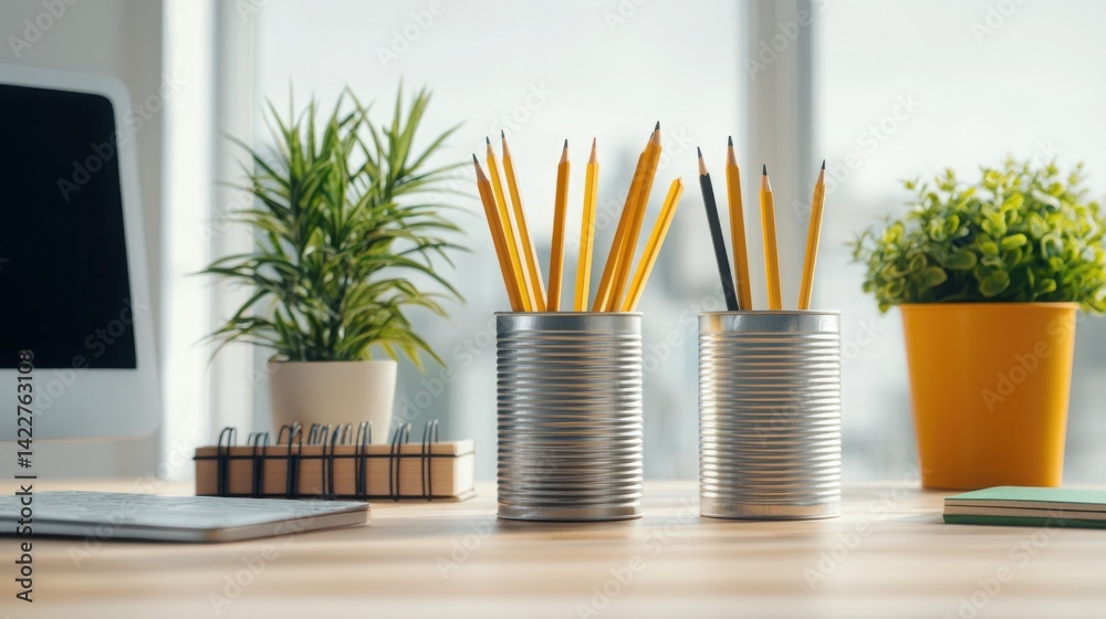 DIY Pencil Holders Made from Repurposed Tin Cans for Creative Workspace ...