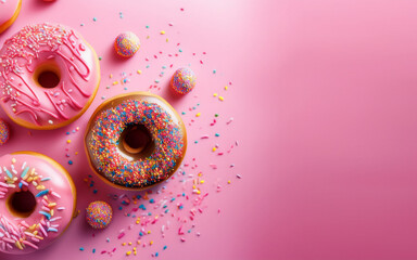Wall Mural - donut with pink sprinkles