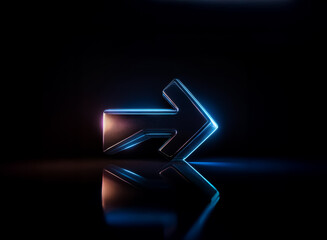 Aufkleber - A glowing arrow, reflecting light in a dark space. Illuminated in gradient colors, it points right. Reflective surface enhances the visual impact and indicates a sense of progress.