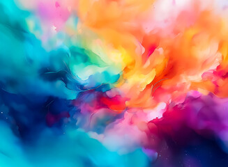 Aufkleber - Here's a description and keywords based on the image:

Abstract artwork explodes with vibrant colors. Hues of blue, orange, pink, purple, and yellow blend seamlessly, creating a visually stunning and 