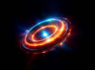 Aufkleber - A vibrant, glowing celestial ring with layers of luminous energy bursts and a brilliant core, set against the vast cosmic void.  The visual hints at a cosmic phenomenon.