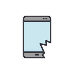 Poster - Broken smartphone colored icons, minimalist vector illustration ,simple transparent graphic element .Isolated on white background
