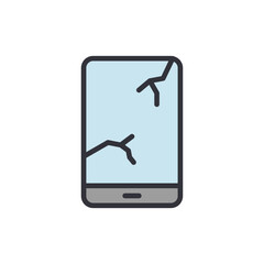 Poster - Broken smartphone colored icons, minimalist vector illustration ,simple transparent graphic element .Isolated on white background