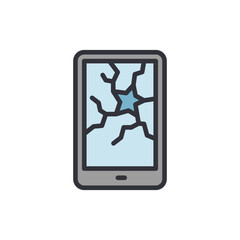 Poster - Broken smartphone colored icons, minimalist vector illustration ,simple transparent graphic element .Isolated on white background