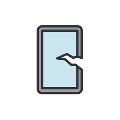 Poster - Broken smartphone colored icons, minimalist vector illustration ,simple transparent graphic element .Isolated on white background