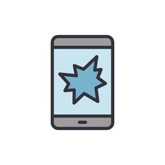 Poster - Broken smartphone colored icons, minimalist vector illustration ,simple transparent graphic element .Isolated on white background