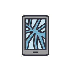 Poster - Broken smartphone colored icons, minimalist vector illustration ,simple transparent graphic element .Isolated on white background