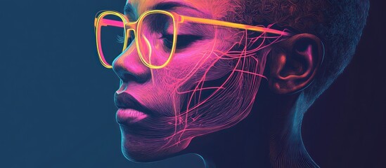 Poster - A futuristic portrait depicting a person with a network of lines representing connections