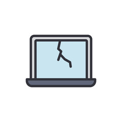Poster - Broken laptop colored icons, minimalist vector illustration ,simple transparent graphic element .Isolated on white background