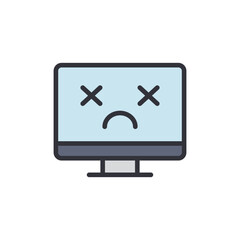 Poster - Broken monitor colored icons, minimalist vector illustration ,simple transparent graphic element .Isolated on white background