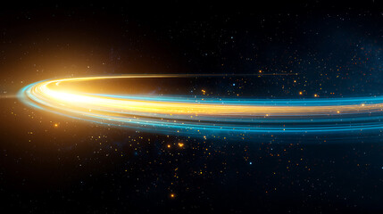 Poster - Celestial motion display outer space digital artwork cosmic environment wide-angle perspective stellar concept