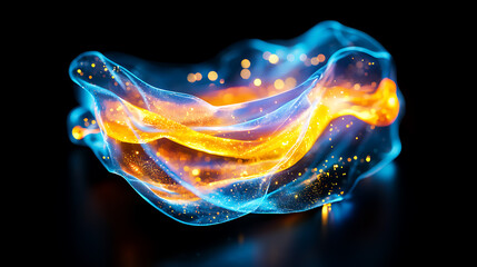 Poster - Dynamic abstract light waves digital art vivid colors black background visual concept for creativity