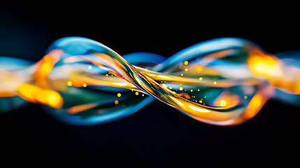Poster - Dynamic flow of light and color abstract art digital creation on black background vibrant conceptual visualization