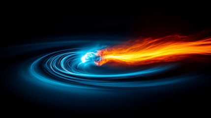 Poster - Dynamic fire and ice collision in space abstract art cosmic environment high-contrast viewpoint