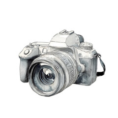 Poster - Monochromatic camera illustration capturing the essence of photographic artistry