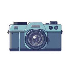 Poster - Stylized illustration of a retro analog camera with simple line art design