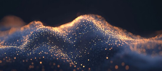 Poster - Illuminated granular landscape, a mesmerizing abstract with glowing points and dark backdrop