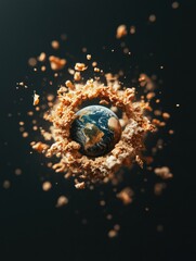 Leinwandbilder - Planetary Crisis Visualization Fragmented Earth Emerging from Anthropocene Debris - Global Sustainability Innovation and Climate Action Narrative