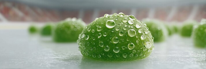 Aufkleber - Droplet Dynamics Minimalist Green Apple Macro Exploring Organic Texture, Hydration Concept, and Premium Food Design Aesthetics