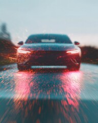 Aufkleber - Next-Gen Automotive Velocity Hyper-Realistic Motion Blur Revealing Cutting-Edge Electric Vehicle Design with Chromatic Pixel Dynamics and Futuristic Technological Intensity