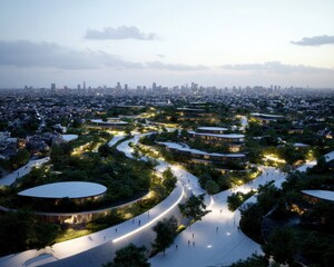 Poster - Organic Urbanism Illuminated Green Infrastructure Reimagining City Connectivity - Sustainable Design Innovation for Next-Generation Metropolitan Landscapes