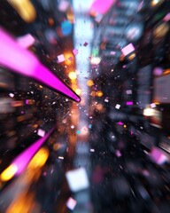 Fototapete - Hyperkinetic Digital Momentum Explosive Motion Graphics Visualizing Information Overload, Dynamic Tech Communication and Sensory Design Innovation