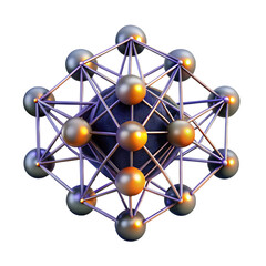 Poster - 3D Abstract Network Structure Icon, Interconnected Spheres, Transparent PNG

