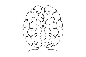 One line art silhouette brain design, Logo design, Hand drawn minimalism design